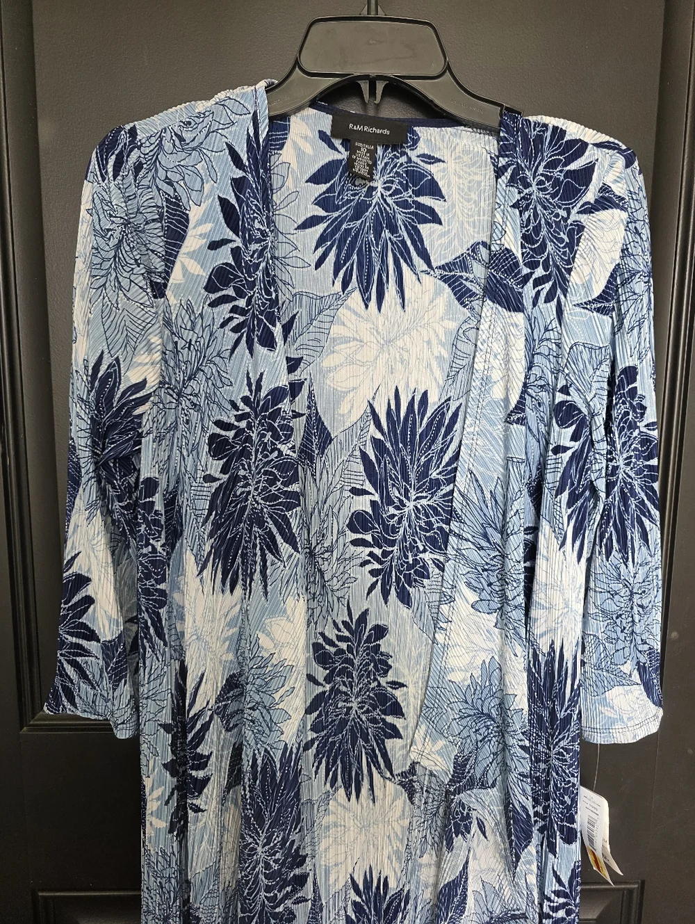 R&M Richards 2PC Dress Set Size 10 Navy Blue Floral Jacket Overlay Necklace NWT - Picture 10 of 10